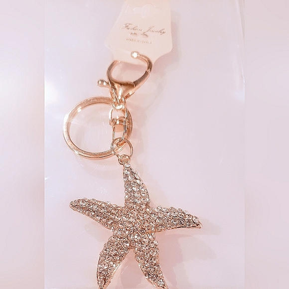 Fashion Jewelry Rhinestone Starfish Keychain/Purse Charm, NWT - Picture 1 of 2